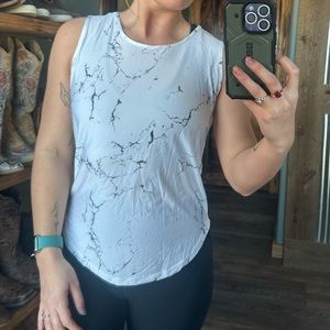 BuffBunny White Marble Muscle Tee